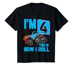 Kinder Ich bin 4 Jahre alt So Roll Ich Birthday Monster Truck T-Shirt von Birthday Gifts For Boy Monster Truck Gifts Tee
