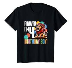 Kinder Lion Rawr Ich bin 4 Jahre alt, Junge zum 4. Geburtstag T-Shirt von Birthday Party Apparel For Kids