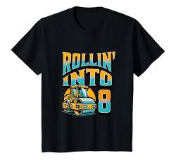 Kinder Road Roller Rollin Into 8 Jahre alten Jungen zum 8. Geburtstag T-Shirt von Birthday Party Apparel For Kids