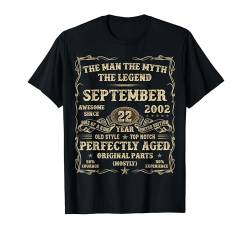 22. Geburtstag September 2002 22 Jahre alt Geburtstag Geschenke für Männer T-Shirt von Birthday September Tee For Men And Women Vintage