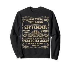 24. Geburtstag September 2000 24 Jahre alt Geburtstag Geschenke für Männer Sweatshirt von Birthday September Tee For Men And Women Vintage