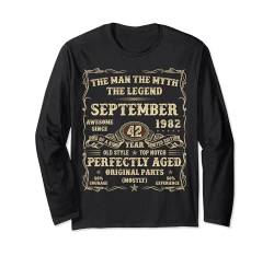 42. Geburtstag September 1982 42 Jahre alt Geburtstag Geschenke für Männer Langarmshirt von Birthday September Tee For Men And Women Vintage