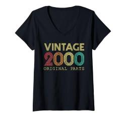 Damen 24. BDay Vintage 2000, Originalteile, 24 Jahre, Geburtstag T-Shirt mit V-Ausschnitt von Birthday Vintage Accessories