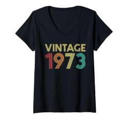 Damen 51. Geburtstag Vintage 1973 BDay 51 Year Old Birthday T-Shirt mit V-Ausschnitt von Birthday Vintage Accessories