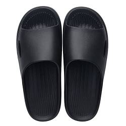 Badeschuhe Herren Damen Slides Sandalen Hausschuhe Herren Sommer Garten Badelatschen rutschfest Plattform Badeschlappen Slippers Sommer Flip Flops Indoor/Outdoor (Black, 44-45) von Bkazwe