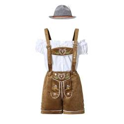 Trachtenmode Damen Trachten Kniebundhose Oktoberfest Leder Shorts Trachtenmode Lederhose Oktoberfest Kostüm Trachte Hose Deutsch Bayern Lederhose von Bkazwe