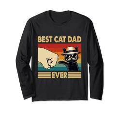 Papa Vatertagskatze Daddy Black Cat Retro Beste Katze Papa aller Zeiten Langarmshirt von Black Cat Father's Day Cat Daddy Best Cat Dad Ever