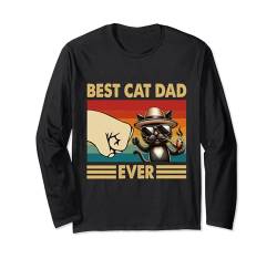 Vatertag Katze Daddy Sonnenbrille Vintage Best Cat Dad Ever Langarmshirt von Black Cat Father's Day Cat Daddy Best Cat Dad Ever
