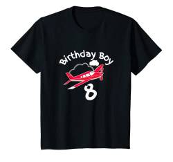 Kinder 8 Jahre alt Geburtstagsgeschenk für Jungen Flugzeug Spielzeug Bild Geschenk T-Shirt von Black Fly Creations