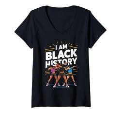 Damen Black History Month Mädchen Kinder Afroamerikanisch Melanin BHM T-Shirt mit V-Ausschnitt von Black History Month African American Girls Women