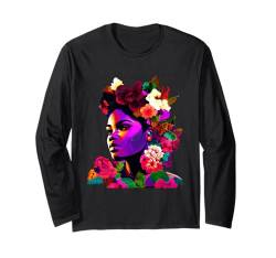 Große schöne Frau Afroamerikanische Bunte Kunst Langarmshirt von Black History Month Afro Queen and King Apparel