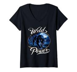 Damen T-Shirt mit Panther Lovers Who Love Big Blake Cats für Damen und Herren T-Shirt mit V-Ausschnitt von Black Panther’s Inherent Strength and Prowes Tee