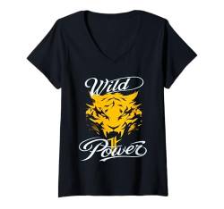 Damen T-Shirt mit Panther Lovers Who Love Big Blake Cats für Damen und Herren T-Shirt mit V-Ausschnitt von Black Panther’s Inherent Strength and Prowes Tee