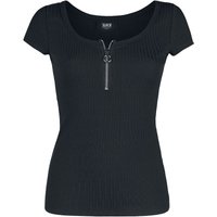 Black Premium by EMP T-Shirt - Schwarzes T-Shirt mit Reißverschluss im Ausschnitt - S bis 5XL - für Damen - Größe 3XL - schwarz von Black Premium by EMP