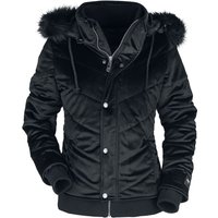 Black Premium by EMP Winterjacke - Samt Winterjacke mit Kunstfellkapuze - XS bis XXL - für Damen - Größe S - schwarz von Black Premium by EMP