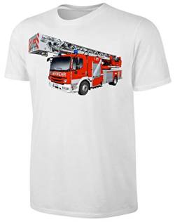 Blackshirt Company Herren Damen T-Shirt Feuerwehrauto Drehleiter Feuerwehr Shirt Weiß Größe XL von Blackshirt Company