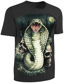 Herren Damen T-Shirt Kobra Schlange Viper Copra Shirt Schwarz Größe M von Blackshirt Company