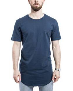Blackskies Round Basic Longshirt | Langes Oversize Fashion Langarm Herren T-Shirt Long Tee - Blau X-Large XL von Blackskies