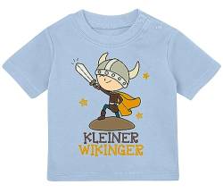 Baby Tshirt in Hellblau 0-36 Monate mit Druck T-Shirt mit Spruch Kleiner Wikinger mit Schwert T-shirt für Kleinkind 0, 1, 2, 3 Jahre von Blauer-Storch