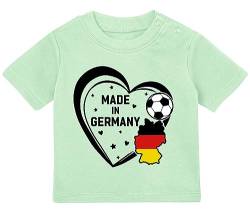 Baby Tshirt in Mint 0-36 Monate mit Druck T-Shirt mit Spruch Made in Germany, Fußball, Deutschland T-Shirt für Kleinkind 0, 1, 2, 3 Jahre von Blauer-Storch