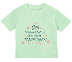 Baby Tshirt in Mint 0-36 Monate mit Druck T-Shirt mit Spruch Süß, Schlau und Witzig, Wie meine Tante T-shirt für Kleinkind 0, 1, 2, 3 Jahre von Blauer-Storch