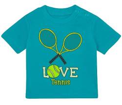 Baby Tshirt in Türkis 0-36 Monate mit Druck T-Shirt Für die kleinen Tennisspieler, Tennis Love T-Shirt für Kleinkind 0, 1, 2, 3 Jahre von Blauer-Storch