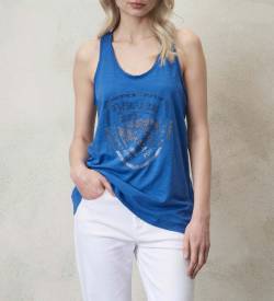 Blauer für Damen. 24SBLDH03337 Amerikanisches Halsausschnitt-T-Shirt blau (M), Lässig, Baumwolle, Ärmellos / Hosenträger von Blauer