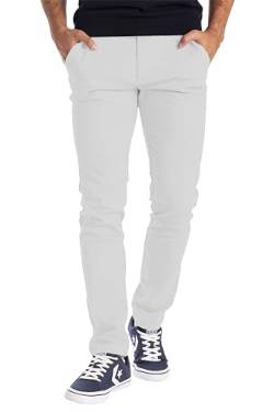 BlauerHafen Herren Designer Chino Hose Stretch Stoff Chinohose Slim Fit Casual Trousers (38W / 30L, Weiß) von BlauerHafen