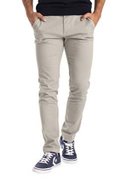 BlauerHafen Herren Designer Chino Hose Stretch Stoff Chinohose Slim Fit Casual Trousers (40W / 30L, Stone) von BlauerHafen