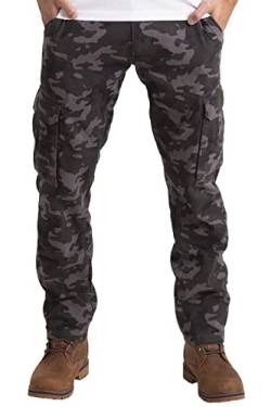 Herren Army Cargo Hose 100% Baumwolle Straight Leg Work Wear Freizeithose Loose Fit Combat Camouflage Arbeitshose (Holzkohle Camo, 42W / 30L) von BlauerHafen