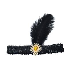 1 Stück Federschmuck,Stirnband Dame,Feder Hohler Stil Strasssteine Haarband,Gatsby Kostüm Accessoires,Feather Haarreif,Stirnbänder,Boho Haarschmuck für Karneval Halloween Verkleiden,Gelb D,22cm von Blausky