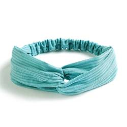 2 Stück Haarbänder Damen,Elastische Haarschmuck,Überkreuztes Stirnbänder,Verdrehte Haarband,Yoga Stirnband,Haar-Accessoires,Volltonfarbe Kopfschmuck,für Frauen und Mädchen,Blau C von Blausky