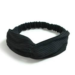 2 Stück Haarbänder Damen,Elastische Haarschmuck,Überkreuztes Stirnbänder,Verdrehte Haarband,Yoga Stirnband,Haar-Accessoires,Volltonfarbe Kopfschmuck,für Frauen und Mädchen,Schwarz A von Blausky