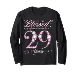 Gesegnet von Gott für 29 Jahre alte 29. Geburtstagsparty Langarmshirt von Blessed By God Queen's B-day Birthday Party