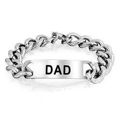 Bling Jewelry Daddy Name Plattiert Gravieren Wort Papa Identifikation Id Armband Für Vater Für Männer Silberton Edelstahl von Bling Jewelry