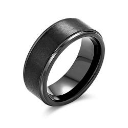 Bling Jewelry Einfacher Einfacher Schwarzer Matte Paare Titanium Ehering Ring Für Männer Für Frauen Abgeschrägte Kante Komfort Passform 8Mm von Bling Jewelry