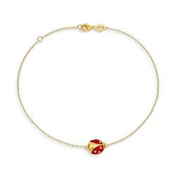 Bling Jewelry Red Ladybug Garten Charme Fußkettchen Link Knöchel Armband Für Frauen 14K Gold Plattiert .925 Sterling Silber Einstellbar 9 Bis 10 Zoll Mit Extender von Bling Jewelry