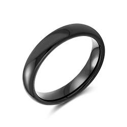 Bling Jewelry Schlichte Einfache Kuppel Schwarz Paare Titanium Ehering Ring Für Männer Für Frauen Komfort Fit 4Mm von Bling Jewelry