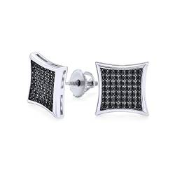 Herren Schwarzer Quadratischer Drachen Geformter Cz Micro Pave Cubic Zirconia Ohrstecker Für Männer Für Frauen Für .925 Silber Schraube Zurück 7Mm von Bling Jewelry