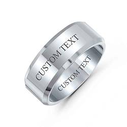 Personalisierte Matt Gebürstetem Titan Ehering Ring Für Männer Für Frauen Abgeschrägten Rand Kompfort Fit 8Mm Benutzerdefinierte Eingraviert von Bling Jewelry