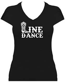 BlingelingShirts Shirt Damen Line Dance Schriftzug Westernstiefel als L Westernshirt Druck Weiss. T-Shirt. Grösse M. schwarz von BlingelingShirts