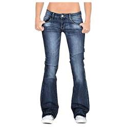 Blingko Damen Schlagjeans Elegant Jeanshose Frauen Flare Jeans Mid Waist Jeans Stretch Slim Hosen Damen Länge Jeans Skinny Schlaghosen Schick Freizeithosen Baggy Jeans Damen 90er von Blingko