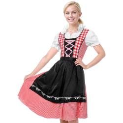 Blisscok Oktoberfest Kostüm Damen,Oktoberfest Damen Outfit,Dirndl Damen mit Dirndl Schürze,Oktoberfest Damen Kleid,Trachtenkleidung Damen Grün/Schwarz für Oktoberfest Halloween (Schwarz, M) von Blisscok