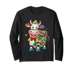 Master Builder Kinder Bausteine Kuh Ziegelbauer Langarmshirt von Block Building Birthday Boys Girls Clothes