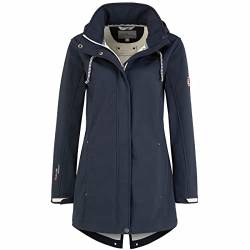 Blue Wave Damen Softshellmantel Birgit - Softshelljacke Outdoor-Jacke mit abnehmbarer Kapuze in Marine Größe 44 von Blue Wave