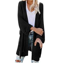 Bluelucon Cardigan Damen Sommer Jacke Damen Frühling Lang Strandmantel Damen Sommer Dünne Strickjacke Damen Sommer Pullover Strickjacken Für Damen Schwarz M von Bluelucon