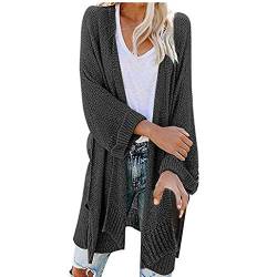 Bluelucon Strickjacke Damen Grobstrick Strickjacke Mädchen Feinstrick Cardigan Damen Dünner Cardigan Sommer Lange Strickjacke Mit Schönen Knöpfen Dunkelgrau XL von Bluelucon