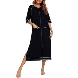 Hausmantel Damen Herren Hausmantel Kurz Leichter Nachthemd Mädchen V-Ausschnitt Partnerlook Pärchen Saunakilt Hauskleid Kurzgrößen Plüsch Bade Poncho Morgenmantel Schwarz XXL von Bluelucon