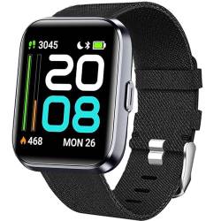 Blueshaweu 22mm Armband Kompatibel für Tensky ID208 Plus 1,8'' Smartwatch, Nylon Strick Replacement Uhrenarmband für Tensky ID208Plus / Quican IDW208 Plus Smartwatch (schwarz) von Blueshaweu