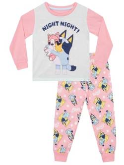 BlueY Schlafanzug | Nacht Nacht Langarm Schlafanzug Mädchen | Pyjama Mädchen | Schlafanzug Sets | Rosa | 110 von BlueY